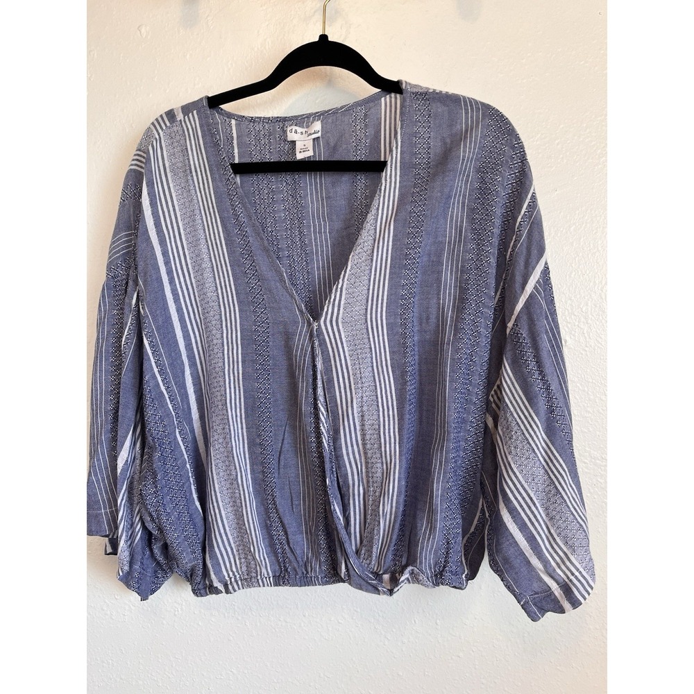 Dash Studio Blue Cropped Blouse Size Small‎ Boho Style